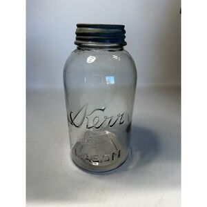 Vintage Kerr Self Sealing Quart Mason Jar Clear Glass with Ball Zinc Lid 8.5"